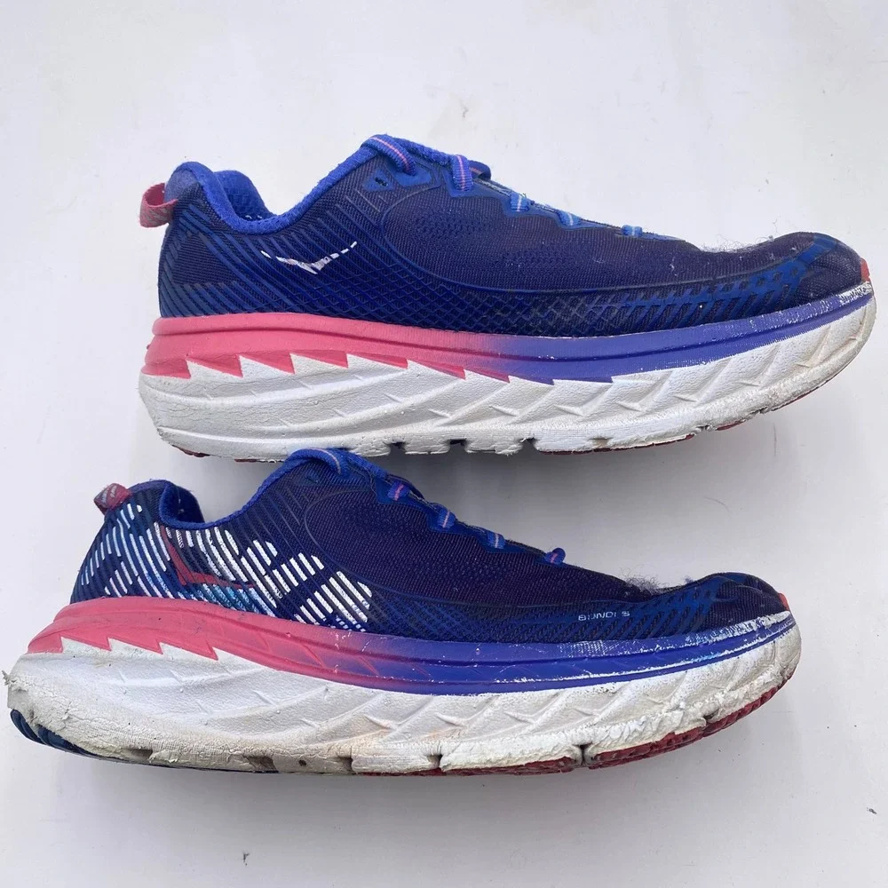 Hoka One One Bondi 5 Running Shoes‎ Womens 8 D Wide Blue Pink 1016605 BSTW